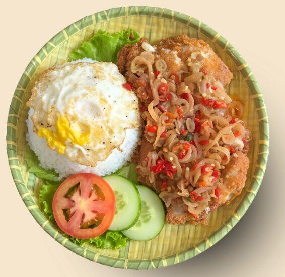 Ayam Geprek Rice Bowl (Smashed Chicken)